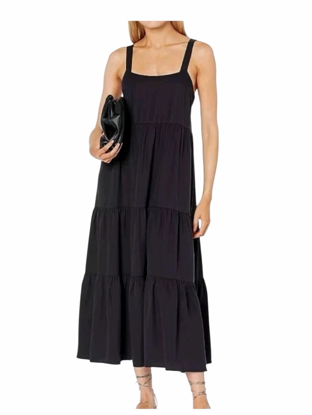 The Drop Women's Britt Tiered Maxi Tent Dress, Black Size XXL Pockets